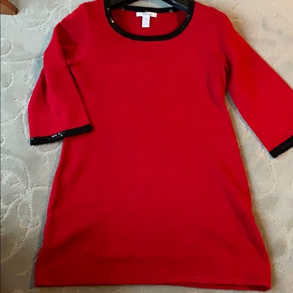 Style & Co. Sequined Red Sweater Tunic & Scarf set Petite Medium - Picture 6 of 13
